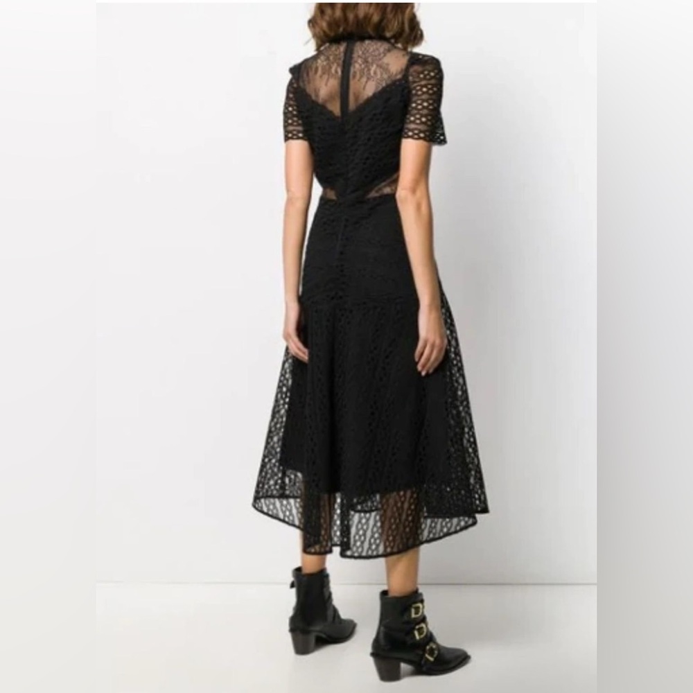 SANDRO Lanny Guipure Lace Midi Dress In Black - Picture 3 of 8